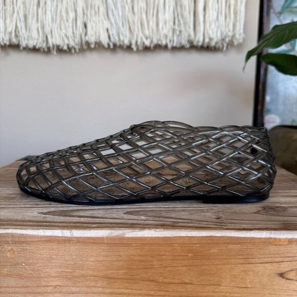 MIA DARLEENE Black Jelly Open Basket Weave Slip On Ballet Flat Shoes Size 8 - Picture 3 of 12